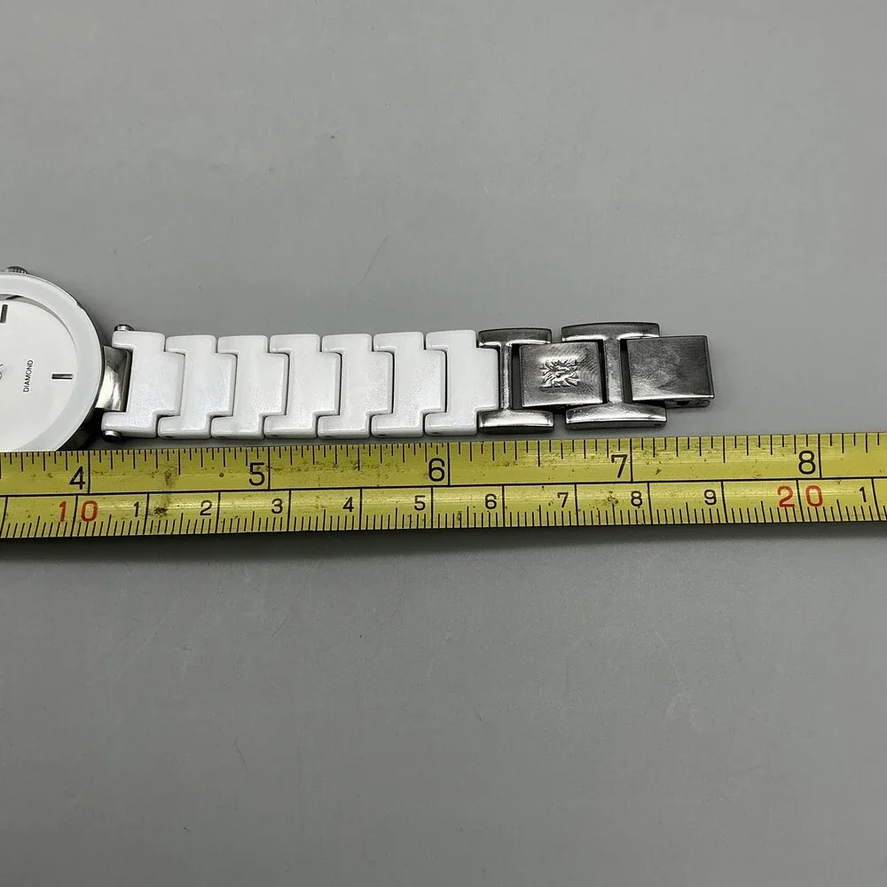Anne Klein AK/1019 Womens Watch 33mm White Ceramic Bracelet New Battery 7.25
